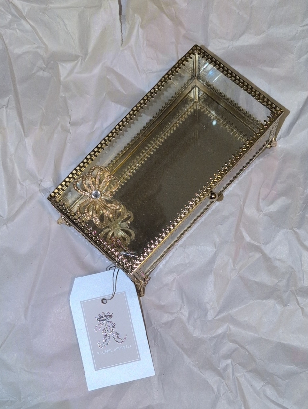 Rachel Zoe Gold Ornate Floral Vanity Tray